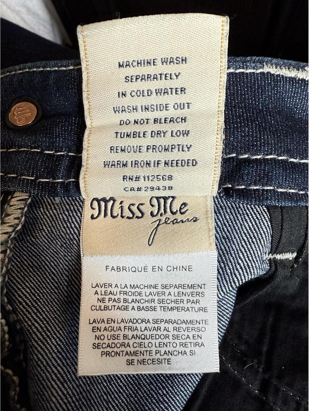 Miss Me Mid-Rise Easy Boot Jeans 28 x 31 Dark Wash Blue Denim JE8221ER - Picture 13 of 14
